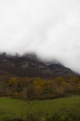 peak of mountain summit monte figliolo alburni and fog