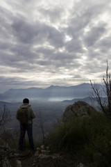 Obraz premium hiker on mountain park on monte caievola