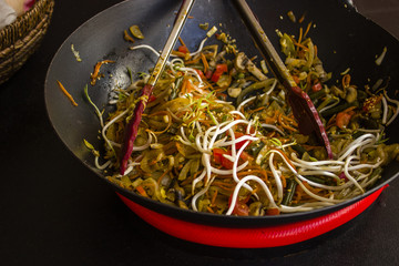 vegetables stewed in a frying pan