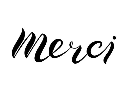 Hand Lettering Merci On White Background