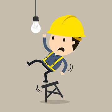 Safety and accident, Electric shock, Vector illustration, , Industrial safety cartoon