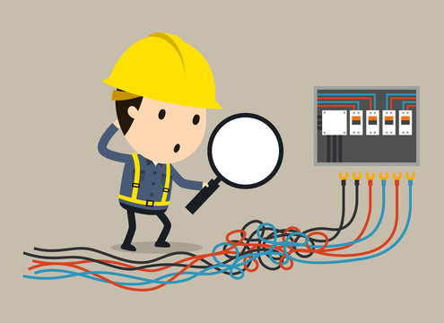 get into a tangle, Vector illustration, Safety and accident, Industrial safety cartoon