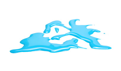 Spilled blue watercolor puddle isolated on white background