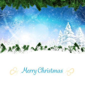 Composite image of christmas card against christmas scene