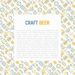 Craft beer concept with thin line icons related to Octoberfest: beer pack, hop, wheat, bottle opener, manufacturing, brewing, tulip glass, mag with foam. Modern vector illustration for print media.