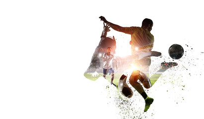 Soccer game background. Mixed media