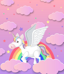 Cute Unicorn and Rainbow Background