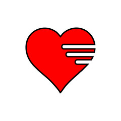 white line in a red heart vector logo