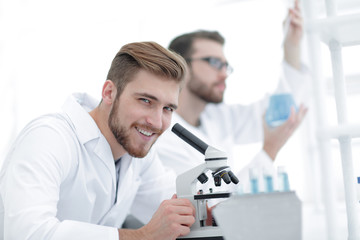 male researcher carrying out scientific research in a lab