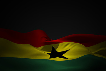 Ghana flag waving against black shadow