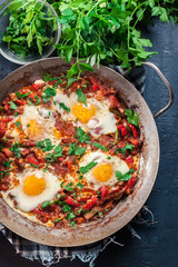 Shakshuka in a frying pan