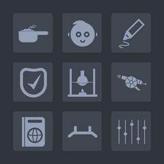 Premium set of fill icons. Such as research, people, kid, immigration, dinner, laboratory, up, happy, business, security, meal, pencil, food, weapon, stew, boy, healthy, tourism, chemistry, diet, gun