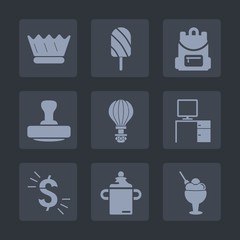 Premium set of fill icons. Such as cold, king, dollar, dessert, stick, crown, office, backpack, sky, parachuting, post, work, milk, plastic, usd, extreme, food, summer, parachute, bag, sign, education