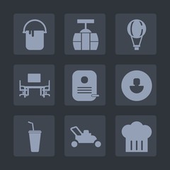 Premium set of fill icons. Such as skydiving, wall, work, restaurant, parachute, man, paint, identity, urban, decoration, profile, cable, tram, gardening, human, travel, air, interior, sky, home, fly