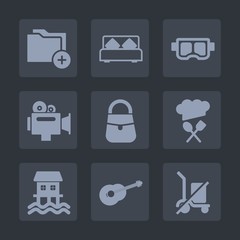 Premium set of fill icons. Such as folder, bedroom, archive, sport, equipment, handle, office, bag, furniture, business, white, send, camera, video, document, snorkeling, chief, summer, house, home