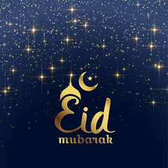 Obraz na płótnie Canvas eid mubarak festival card with stars and sparkles