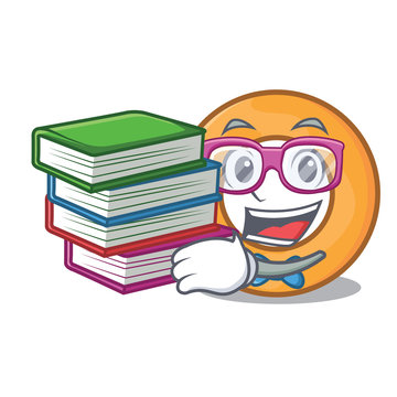 Student with book onion ring mascot cartoon