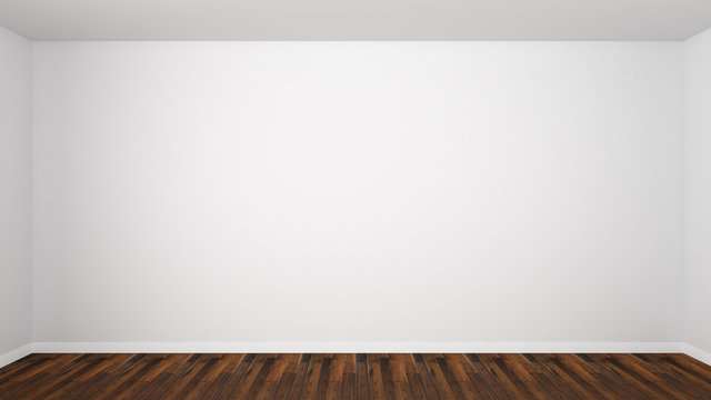 White Wall Drak Wood Floor 3d Render Background Texture Template