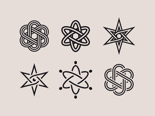 modern professional atom elements and symbols set - obrazy, fototapety, plakaty
