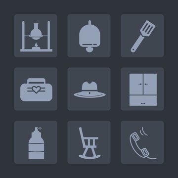 Premium set of fill icons. Such as chemistry, communication, paint, cooking, accessory, fashion, button, pot, call, medicine, sign, phone, chemical, experiment, cowboy, bell, travel, research, texas