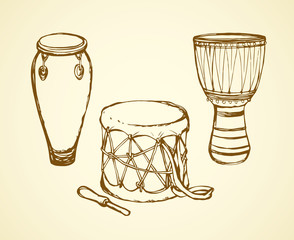 Fototapeta na wymiar African drum. Vector drawing