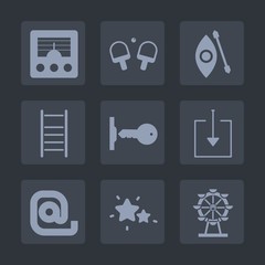 Premium set of fill icons. Such as wave, canoeing, game, ball, activity, night, communication, star, sport, sea, sign, radio, wireless, envelope, adventure, technology, lake, equipment, park, mail