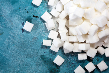 sugar cubes. unhealthy living with white sugar cube