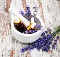 Fototapeta na wymiar Lavender and massage oils