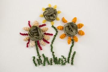 Varieties of pasta forming flower