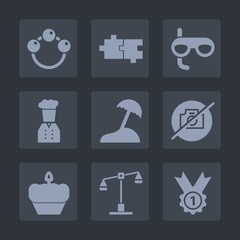 Premium set of fill icons. Such as balance, sweet, justice, shape, mask, baby, underwater, doughnut, scuba, kid, beach, play, award, sign, snorkel, puzzle, shake, dessert, island, head, vacation, no
