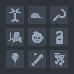 Premium set of fill icons. Such as cap, decoration, privacy, plant, sickle, cute, ball, hotel, agriculture, natural, blossom, style, clothing, league, hat, tree, leaf, nature, sport, cargo, delivery