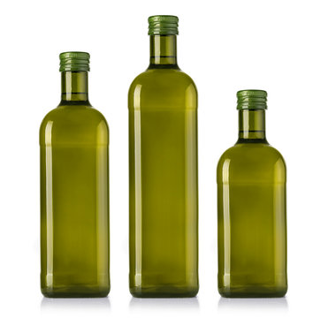 oil bottles on white