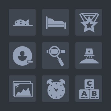 Premium set of fill icons. Such as drink, coffee, research, prize, alarm, remove, science, medal, pizza, room, seafood, watch, laptop, account, frame, kid, spaceship, award, ribbon, space, picture