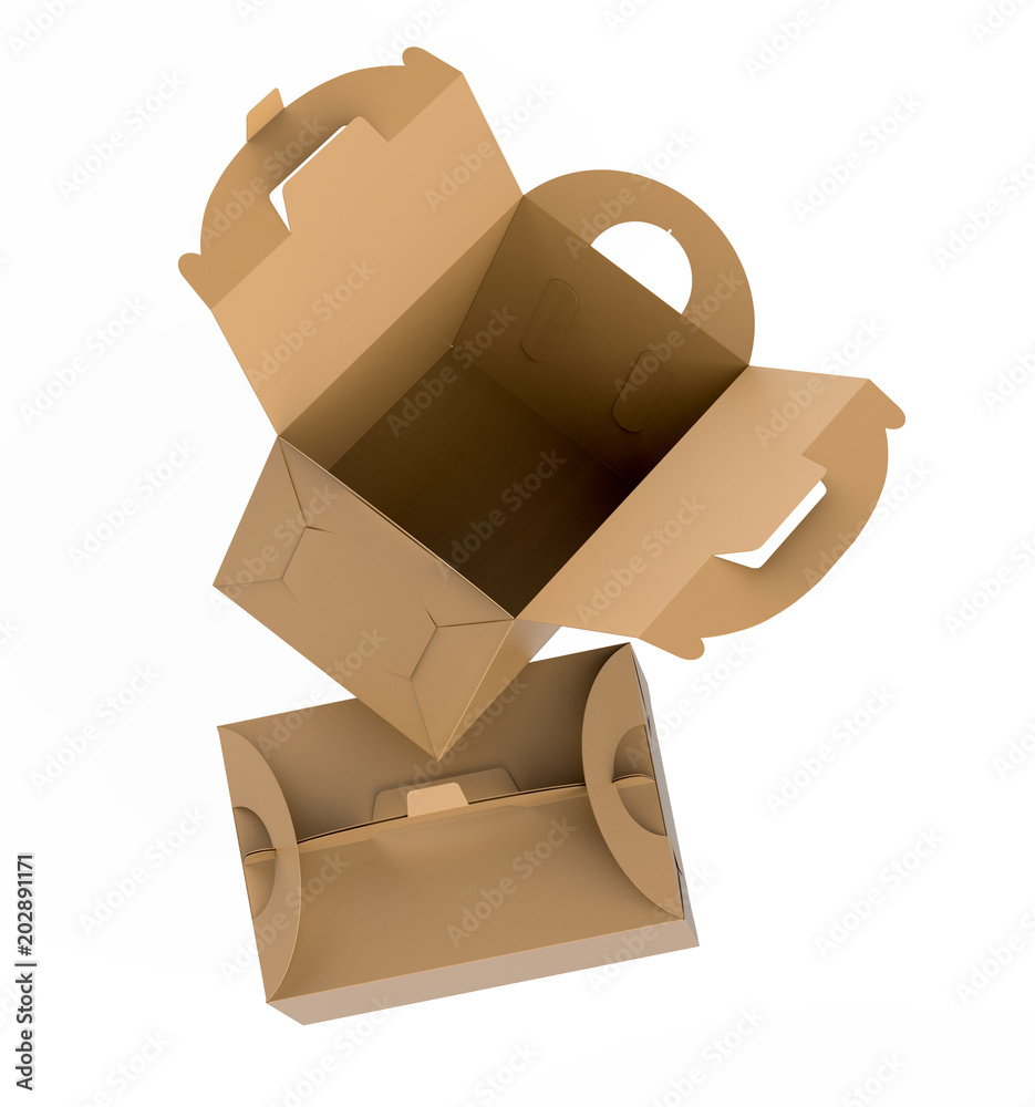 Sticker kraft box with handle