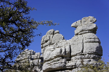 Fototapeta na wymiar Spain, Karst in the Torcal de Antequera, karst formations, El Torcal de Antequera is a nature reserve in the Sierra del Torcal mountain range