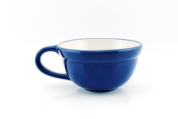Ceramic blue glass on white background