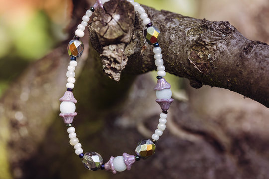 Female bracelet with natural stone beads
