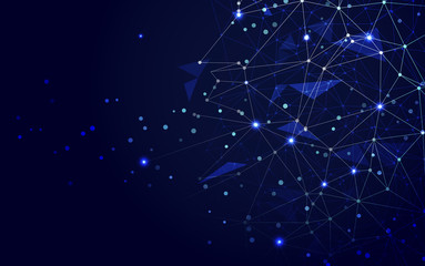 Abstract polygonal space low poly blue background with connecting dots and lines. Connection structure.vector illustrator