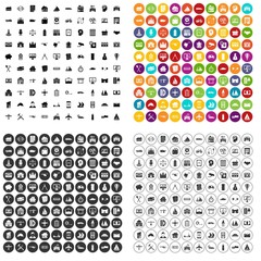 100 private property icons set vector in 4 variant for any web design isolated on white