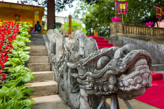 Dragon steps at Thang Long Citadel in Hanoi, Vietnam