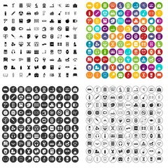 100 private school icons set vector in 4 variant for any web design isolated on white