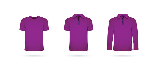 a set of purple t-shirts