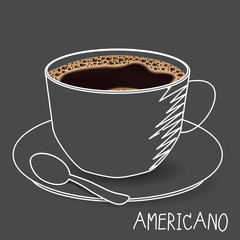 Americano isolated on blackboard menu.