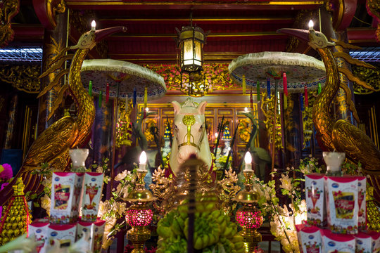 interior of temple in Hanoi, Vietnam.
