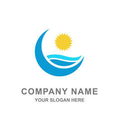 Nature Ocean Sea Wave Logo Vector Illustration
