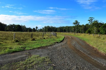 Fototapeta na wymiar Fork in a rural dirt road