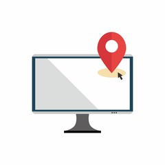 location, position illustration in flat monitor