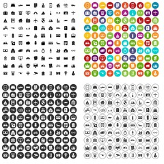 100 property icons set vector in 4 variant for any web design isolated on white