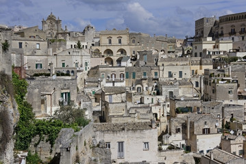 Obraz premium Italy, Basilicata, the ancient city of Matera, called Sassi, which consists partly of cave houses, Unesco
