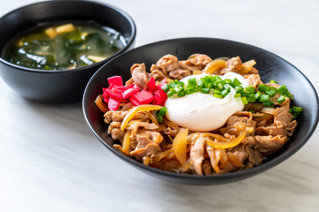 pork rice bowl with egg (Donburi) - japanese food